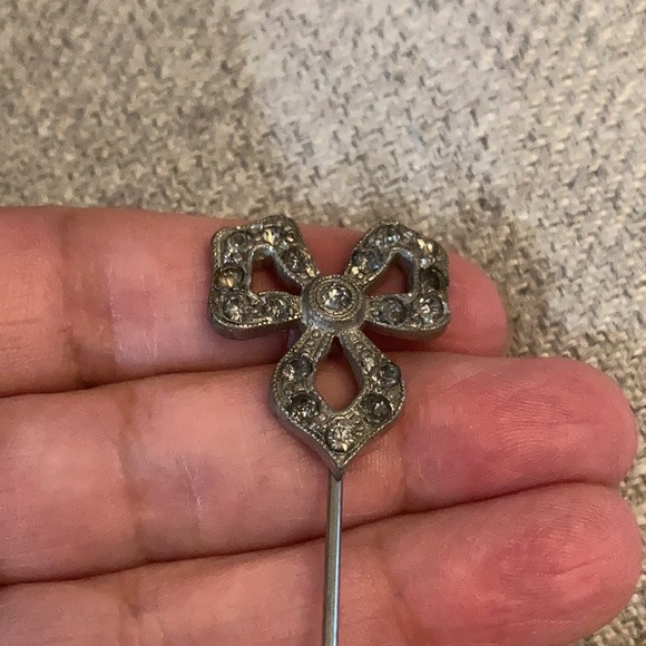 Two antique marcasite and crystal paste stick pins 1920s or maybe even earlier. - Picture 4 of 7